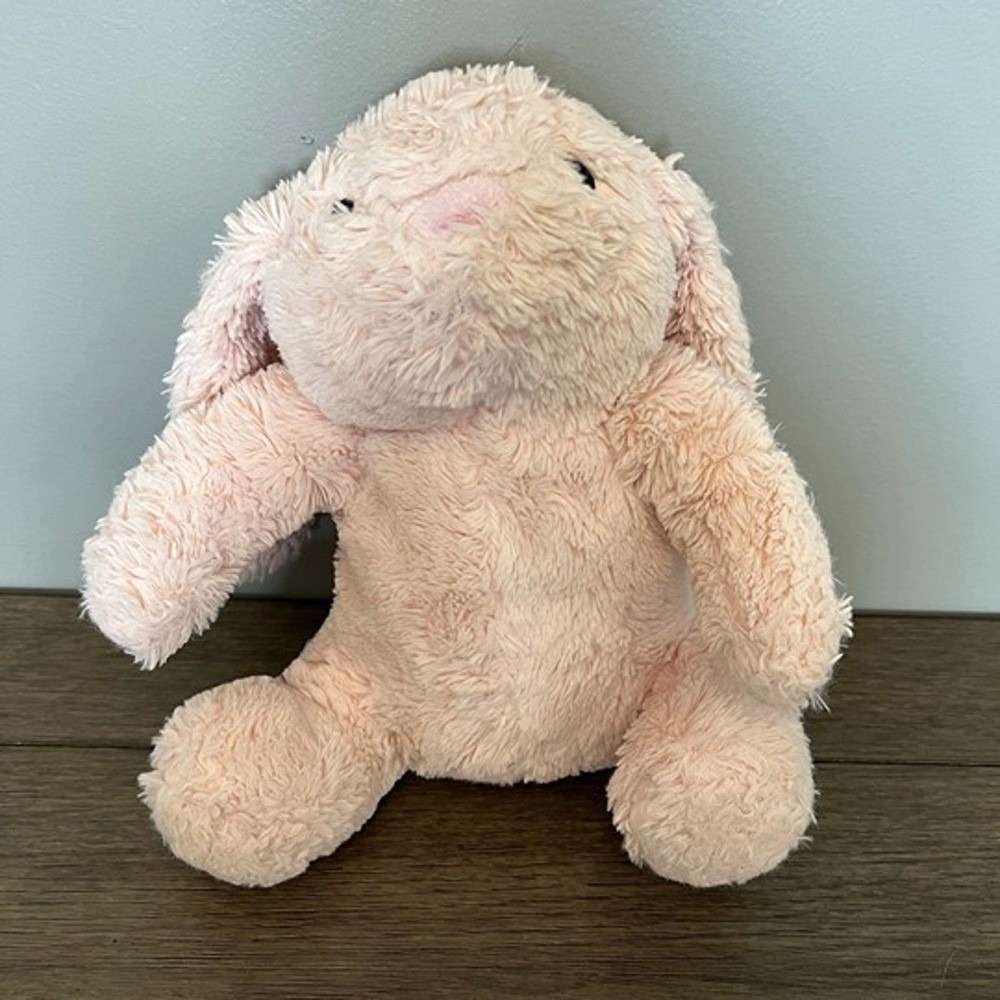 Silver One Pink Bunny Rabbit Plush Stuffed Animal Long Ears Shaggy Soft Toy